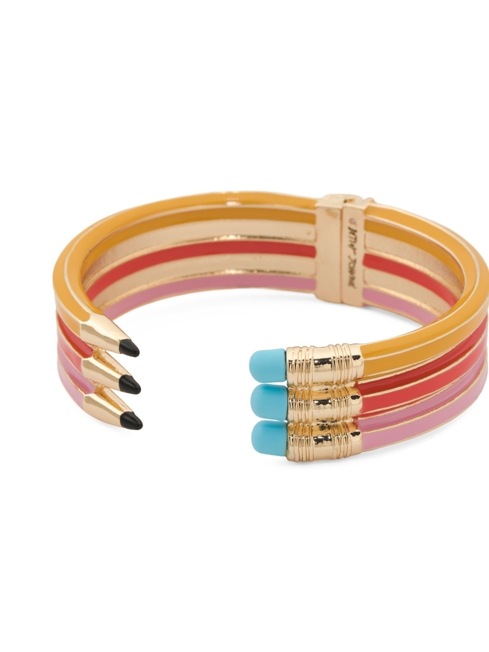Betsey Johnson Pencil Hinged Bracelet - Pink, Red & Mustard Rt HL